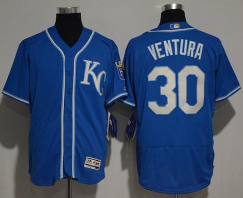 Royals #30 Yordano Ventura Royal Blue Flexbase Authentic Collection Stitched MLB Jersey - Click Image to Close
